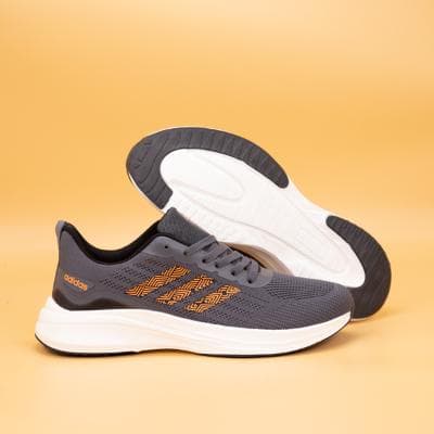 Adidas Heat Ready Breathable Grey Sneakers-Orange Logo Adidas Strips