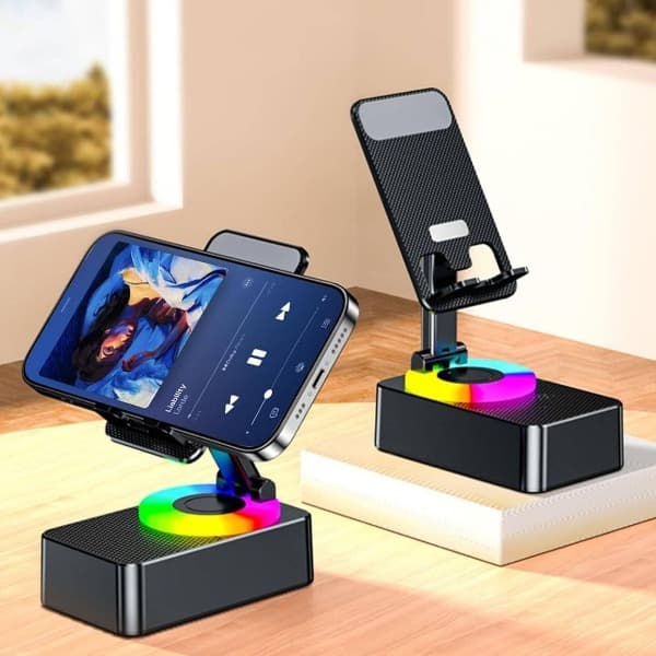 4 In 1 Portable Wireless Speaker, Power Bank & Phone Stand With Non-Slip Base
