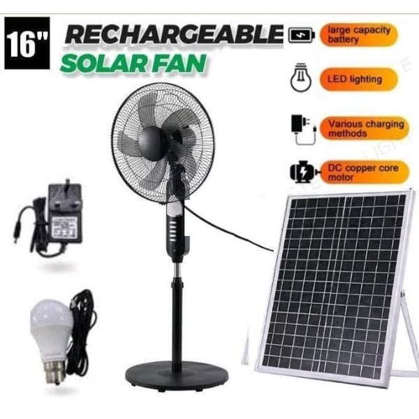 JD Jindian 16-inch Ac/Dc Rechargeable Standing Solar Fan