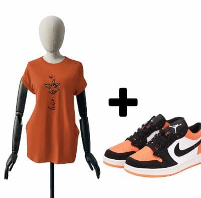 Lune Orange Dress And Sneakers Combo