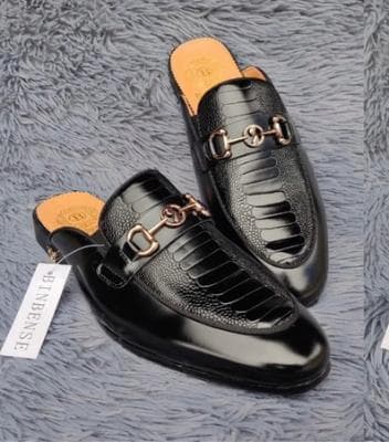 Binbense Men's Leather Half Shoe