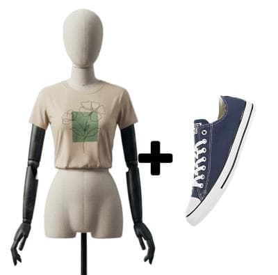floral print crew neck t-shirt and converse sneakers Combo