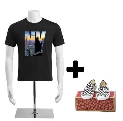 NY Black Crew-neck T-shirt and Vans Combo