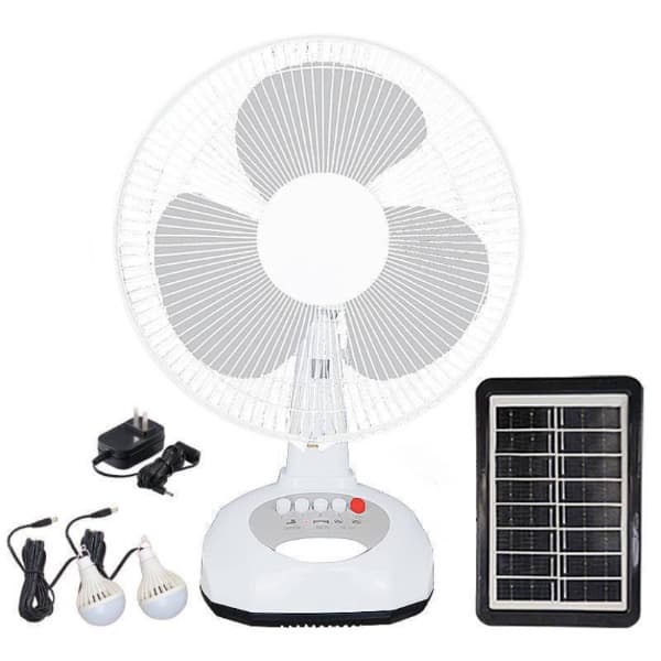 Portable 12 Inches Solar Rechargeable Table Ac/Dc Fan