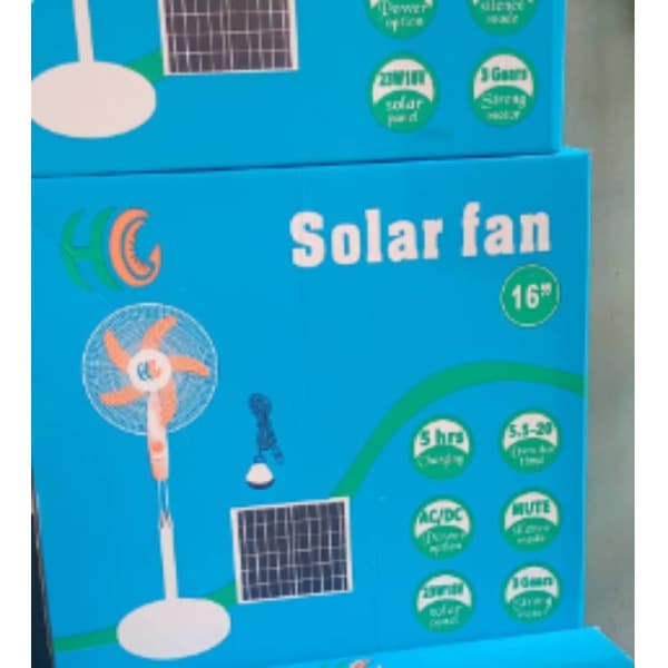 HC Solar Fan, a 16-inch rechargeable standing fan