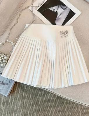 Kiddies White High Waisted Pleated Mini Skirt